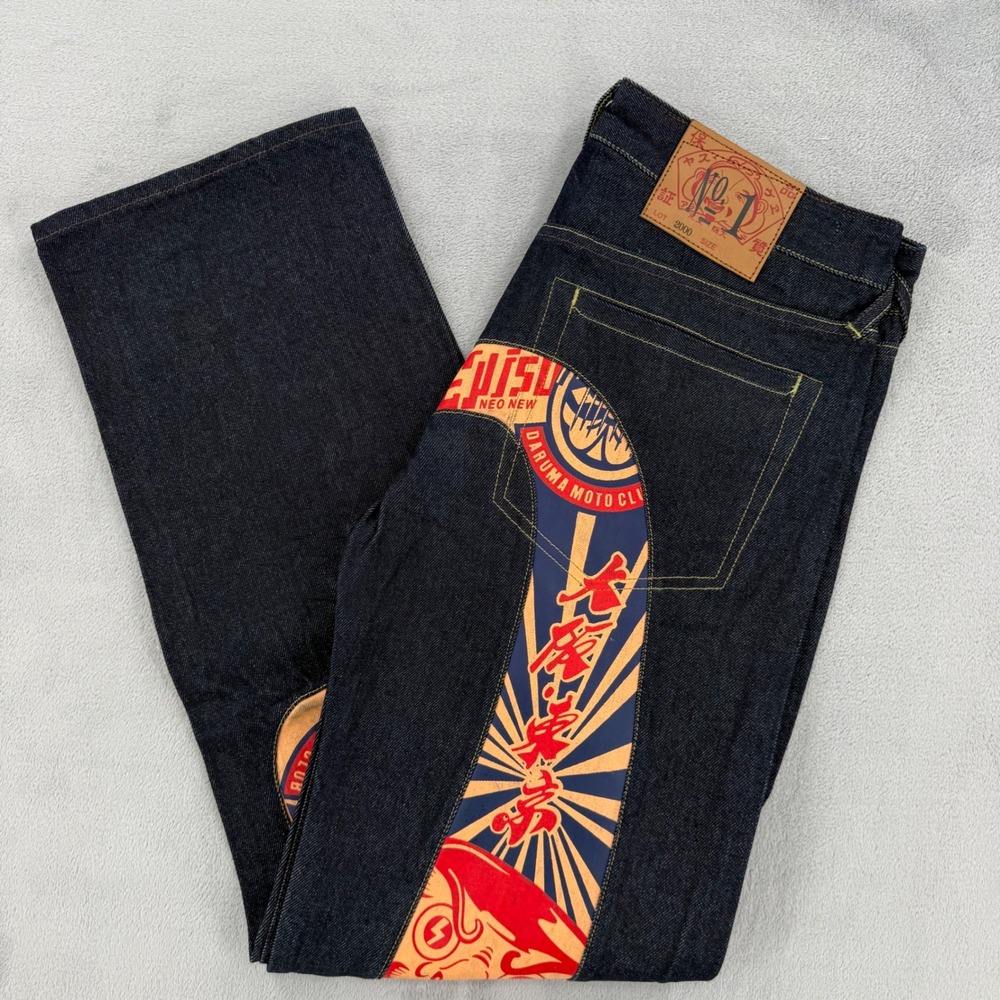 Evisu Jeans Mens Size 32 Osaka Japan Selvedge Denim Indigo Blue Streetwear